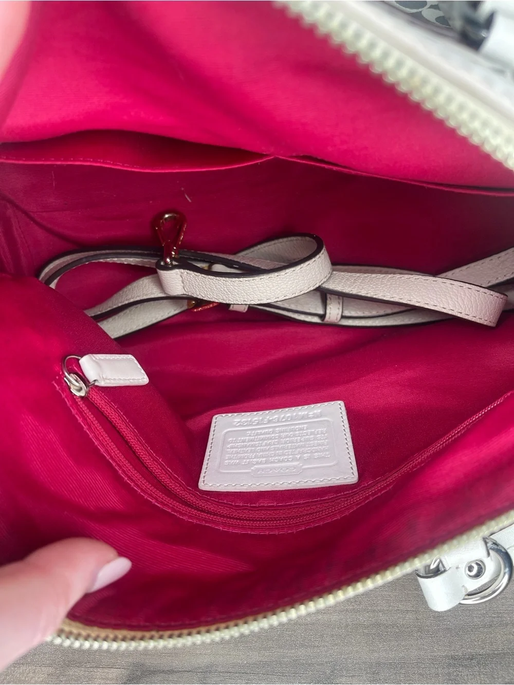 Coach signature Peyton satchel handbag White and Light Pink Tote Bag